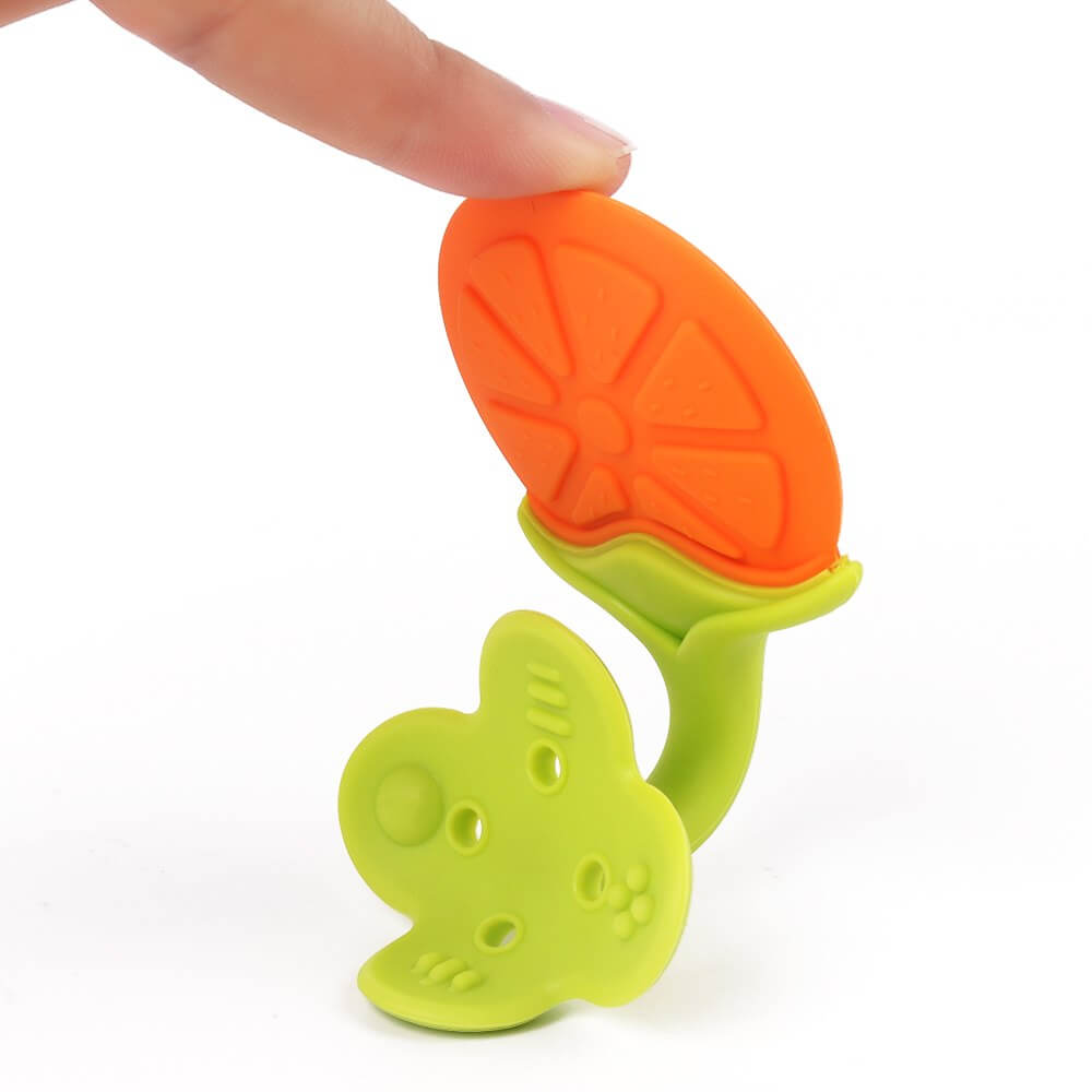 Teether With Fruit | Silicone Teether Toy | Fruit Teething Toy